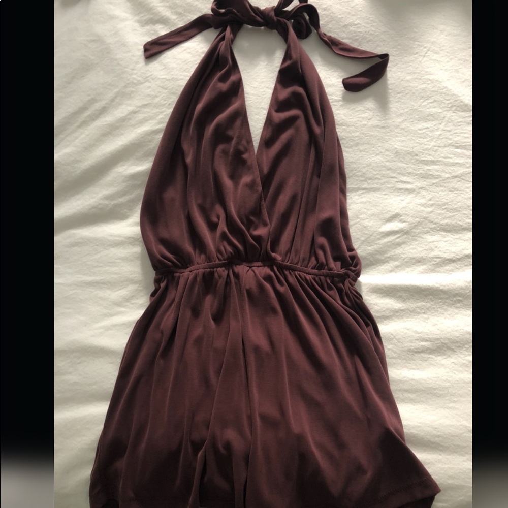 Halter neck romper, suede